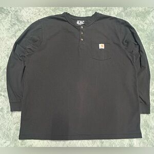 Carhartt henley shirt loose fit long sleeve mid weight 2XL black